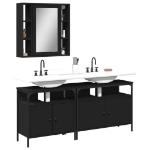 Set di Mobili da Bagno 3 pz Nero in Legno Multistrato