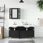 Set di Mobili da Bagno 3 pz Nero in Legno Multistrato