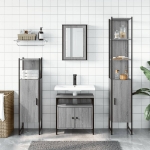 Set Mobili da Bagno 4 pz Grigio Sonoma in Legno Multistrato