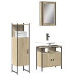 Set Mobili da Bagno 3 pz Rovere Sonoma in Legno Multistrato