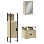 Set Mobili da Bagno 3 pz Rovere Sonoma in Legno Multistrato