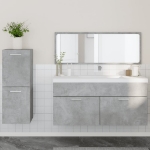 Set Mobili da Bagno 3 pz Grigio Cemento in Legno Multistrato