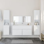 Set Mobili da Bagno 4 pz Bianco in Legno Multistrato