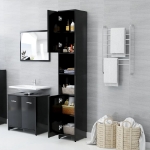 Mobile da Bagno Nero 30x30x183,5 cm in Legno Multistrato