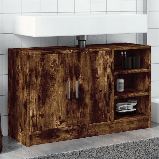 Mobile Lavabo Rovere Fumo 90x29x55 cm in Truciolare