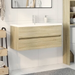 Set Mobili da Bagno 2 pz in Ceramica e Legno Multistrato