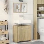 Set Mobili da Bagno 2 pz Rovere Sonoma in Legno Multistrato