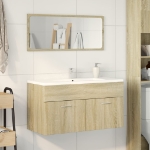 Set Mobili da Bagno 2 pz Rovere Sonoma in Legno Multistrato