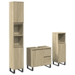 Set Mobili da Bagno 3 pz Rovere Sonoma in Legno Multistrato