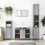 Set Mobili da Bagno 3 pz Grigio Sonoma in Legno Multistrato