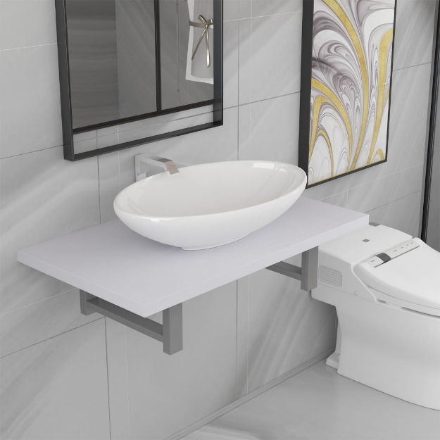 Set Mobili da Bagno 2 pz Ceramica Bianco