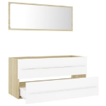 Set Mobili Bagno 2 pz Bianco e Rovere Sonoma Legno Multistrato