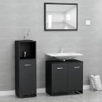 Set Mobili da Bagno 3 pz Nero in Truciolato