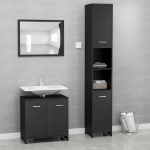 Set Mobili da Bagno 3 pz Nero in Truciolato