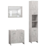 Set Mobili da Bagno 3 pz Grigio Cemento in Truciolato