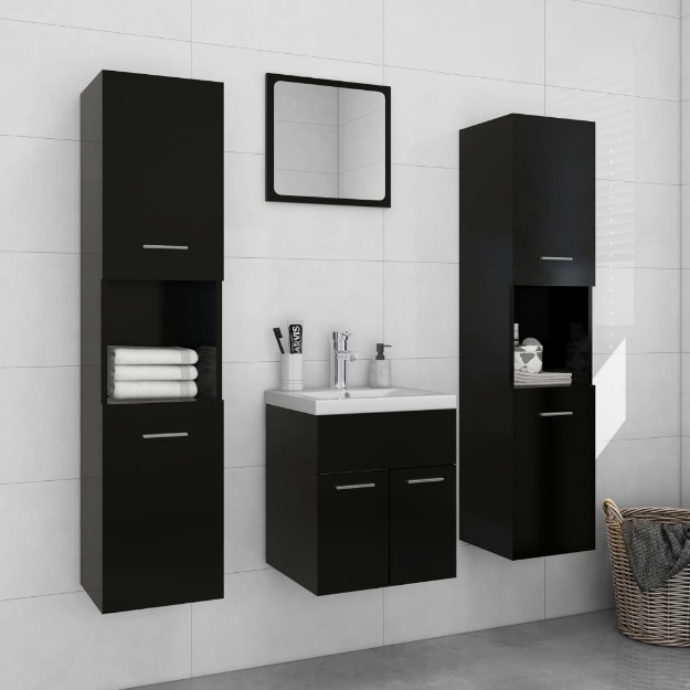 Set Mobili da Bagno Nero in Truciolato