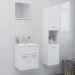 Set Mobili da Bagno Bianco Lucido in Legno Multistrato