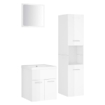 Set Mobili da Bagno Bianco Lucido in Legno Multistrato