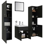 Set Mobili da Bagno Nero in Legno Multistrato