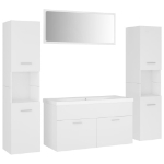 Set Mobili da Bagno Bianco in Legno Multistrato