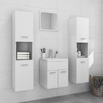 Set Mobili da Bagno Bianco Lucido in Legno Multistrato