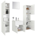 Set Mobili da Bagno Bianco Lucido in Legno Multistrato