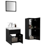 Set Mobili da Bagno Nero in Legno Multistrato