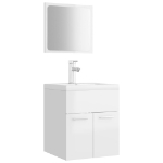 Set Mobili da Bagno Bianco Lucido in Legno Multistrato