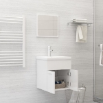 Set Mobili da Bagno Bianco Lucido in Legno Multistrato