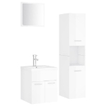 Set Mobili da Bagno Bianco Lucido in Legno Multistrato