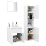 Set Mobili da Bagno Bianco Lucido in Legno Multistrato