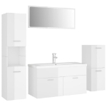 Set Mobili da Bagno Bianco Lucido in Legno Multistrato