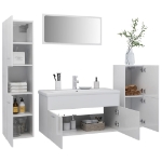 Set Mobili da Bagno Bianco Lucido in Legno Multistrato