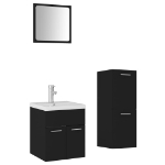 Set Mobili da Bagno Nero in Legno Multistrato