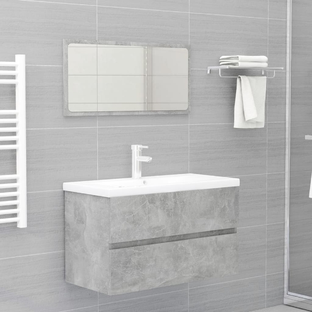 Set Mobili da Bagno Grigio Cemento in Legno Multistrato