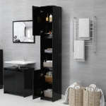 Mobile da Bagno Nero 30x30x183,5 cm in Legno Multistrato