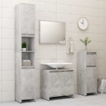 Mobile da Bagno Grigio Cemento 30x30x95 cm in Legno Multistrato