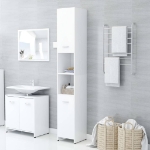 Mobile da Bagno Bianco 30x30x183,5 cm in Legno Multistrato