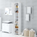 Mobile da Bagno Bianco 30x30x183,5 cm in Legno Multistrato