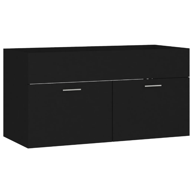 Mobile Sottolavabo Nero 90x38,5x46 cm in Legno Multistrato