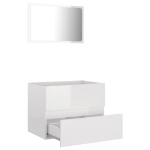 Set Mobili da Bagno 2 pz Bianco Lucido in Legno Multistrato