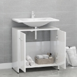 Mobile da Bagno Bianco Lucido 60x33x61 cm in Legno Multistrato