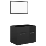 Set Mobili da Bagno 2 pz Nero Lucido in Legno Multistrato