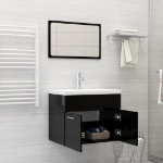 Set Mobili da Bagno 2 pz Nero Lucido in Legno Multistrato