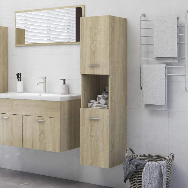 Mobile da Bagno Rovere Sonoma 30x30x130 cm in Legno Multistrato