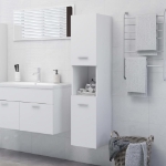 Mobile da Bagno Bianco 30x30x130 cm in Legno Multistrato