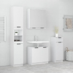 Set Mobili da Bagno 4 pz Bianco Lucido in Legno Multistrato