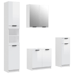 Set Mobili da Bagno 4 pz Bianco Lucido in Legno Multistrato