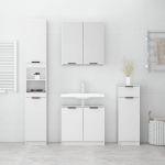 Set Mobili da Bagno 4 pz Bianco Lucido in Legno Multistrato