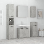 Set Mobili da Bagno 5 pz Grigio Cemento in Legno Multistrato